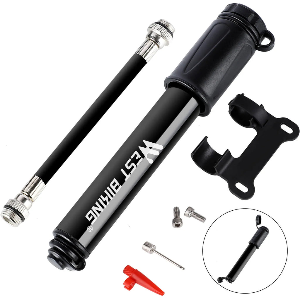 Mini Bike Pump - 100PSI, Aluminum Alloy, Fits Schrader/Presta Valves for MTB/Road Bikes