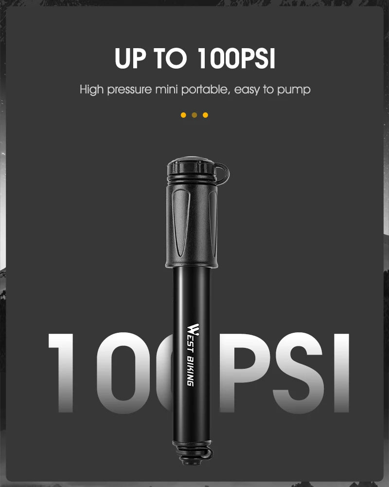 Mini Bike Pump - 100PSI, Aluminum Alloy, Fits Schrader/Presta Valves for MTB/Road Bikes