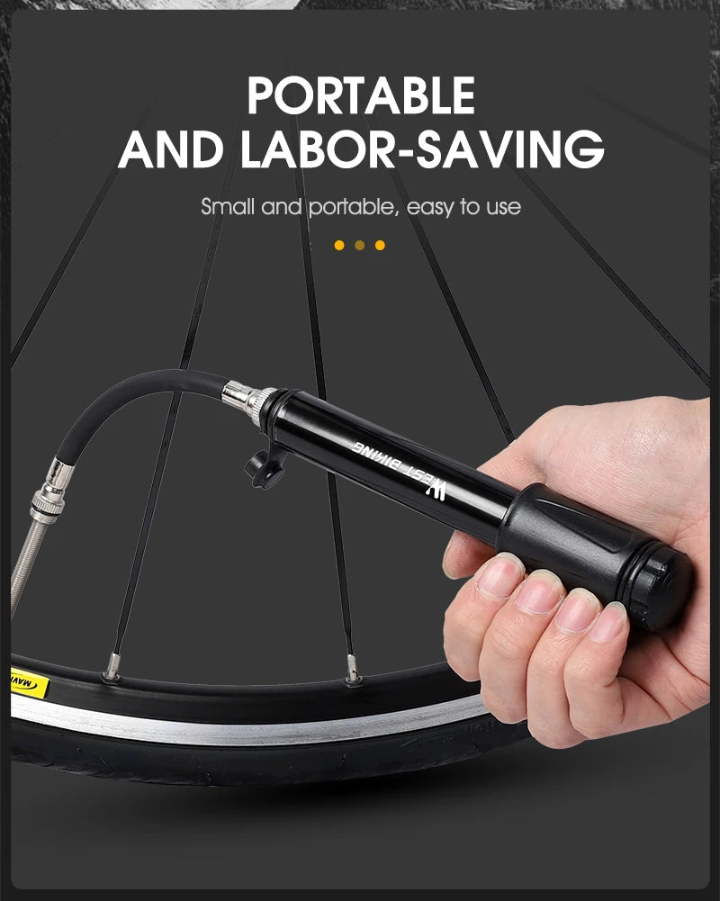 Mini Bike Pump - 100PSI, Aluminum Alloy, Fits Schrader/Presta Valves for MTB/Road Bikes