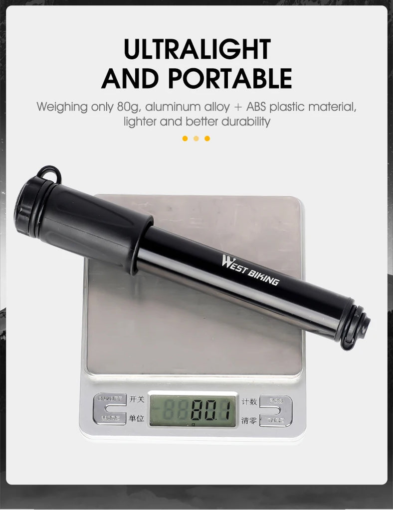 Mini Bike Pump - 100PSI, Aluminum Alloy, Fits Schrader/Presta Valves for MTB/Road Bikes