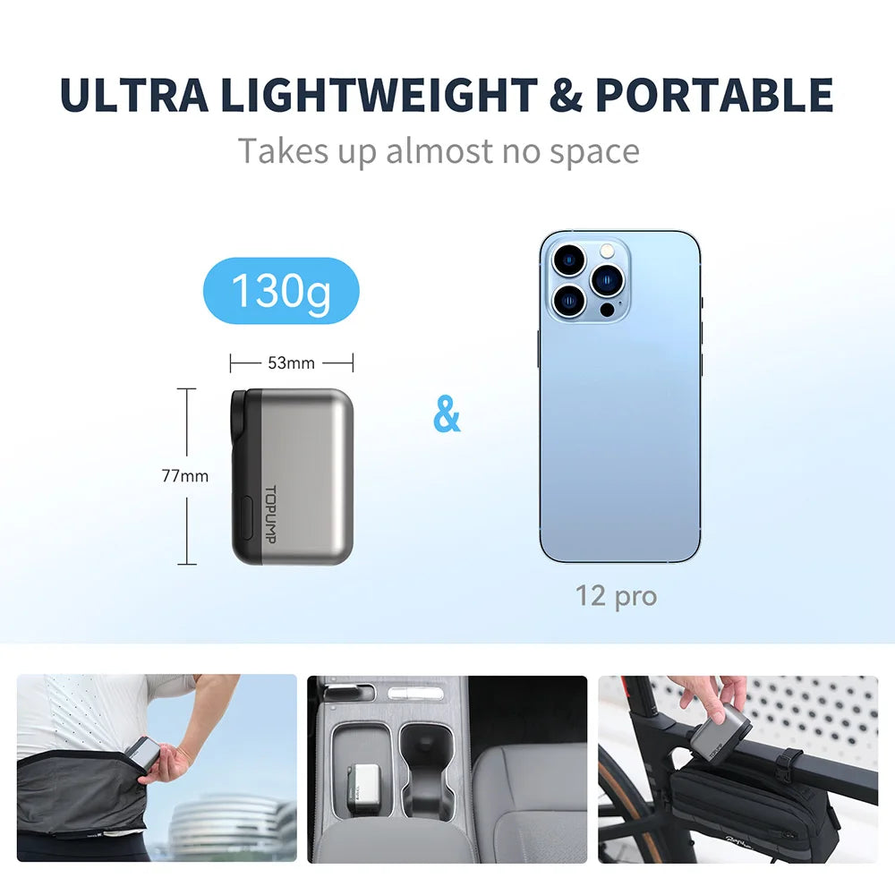 TB2 PRO Mini Bike Pump – Cordless Electric Tire Inflator, 120PSI, 450mAh Battery, Fast Charging & LCD Screen