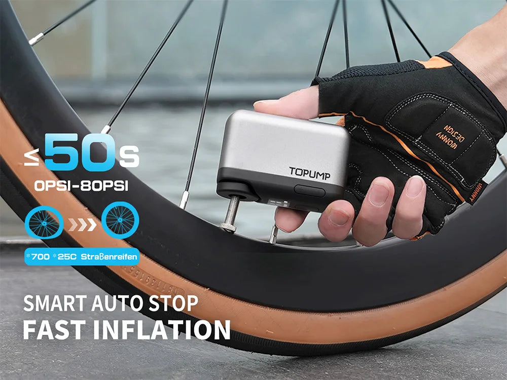 TB2 PRO Mini Bike Pump – Cordless Electric Tire Inflator, 120PSI, 450mAh Battery, Fast Charging & LCD Screen