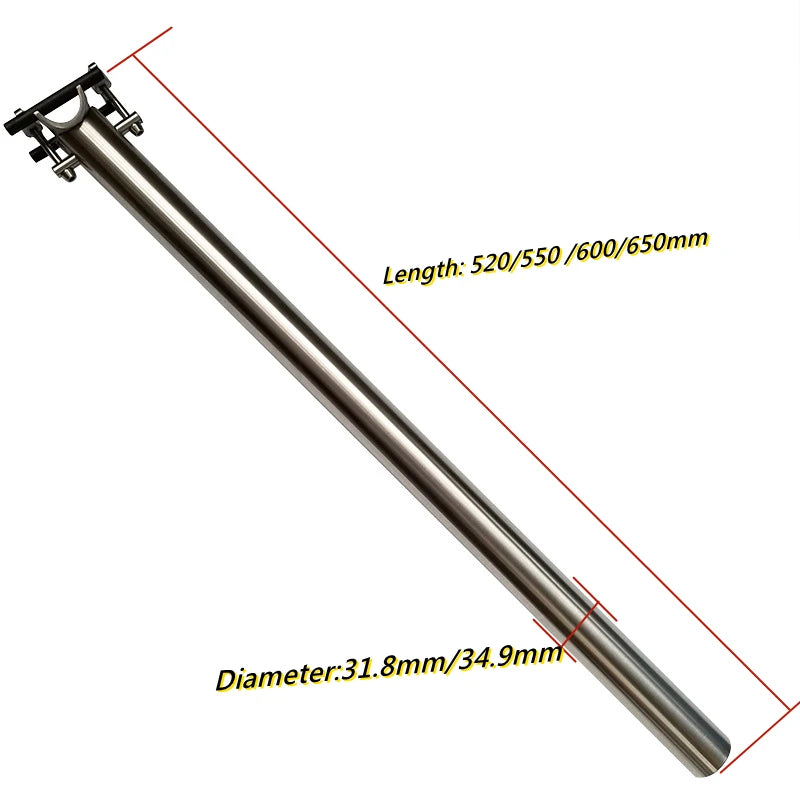 Titanium Seat Post for Brompton/Birdy – 31.8mm & 34.9mm CNC-Made – 520mm to 650mm Length Options – Upgrade Cycling Seatpost