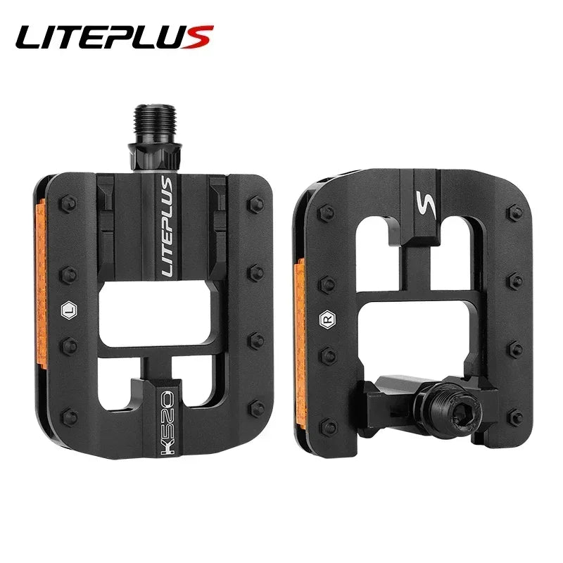 Liteplus Foldable Pedals - Universal 14mm Thread, Reflective, for Brompton/Dahon Folding Bikes