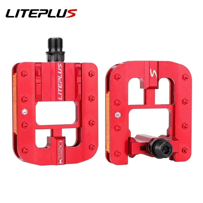 Liteplus Foldable Pedals - Universal 14mm Thread, Reflective, for Brompton/Dahon Folding Bikes