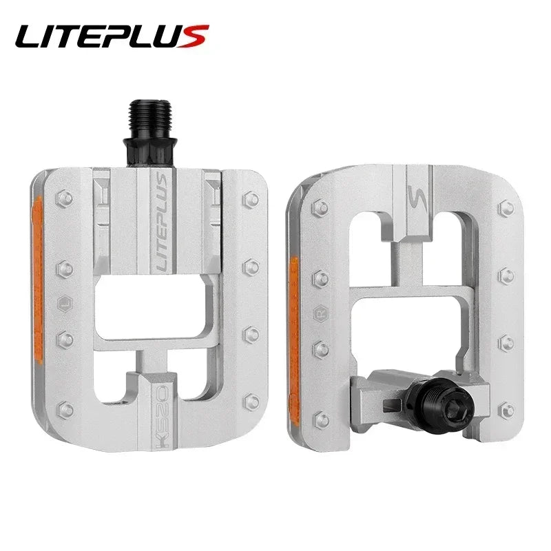 Liteplus Foldable Pedals - Universal 14mm Thread, Reflective, for Brompton/Dahon Folding Bikes
