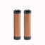 Litepro Leather Handlebar Grips – PU Leather + Aluminum Ends, 22.2mm, Brown/Black (136g/198g per Pair)