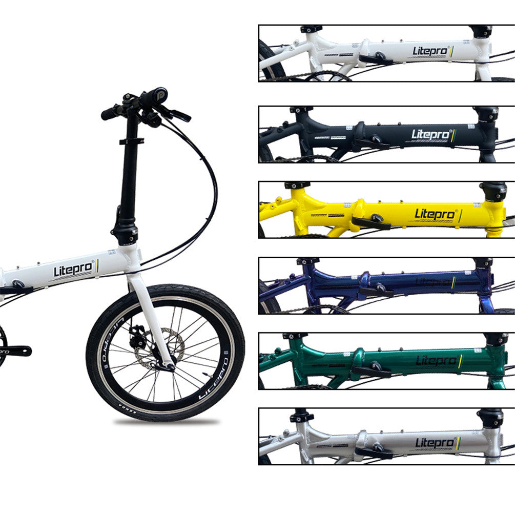 Litepro 20Inch Folding Bike Aluminum Alloy Frame External 10Speed Disc Brake Bicycle Ultralight Portable Vehicl