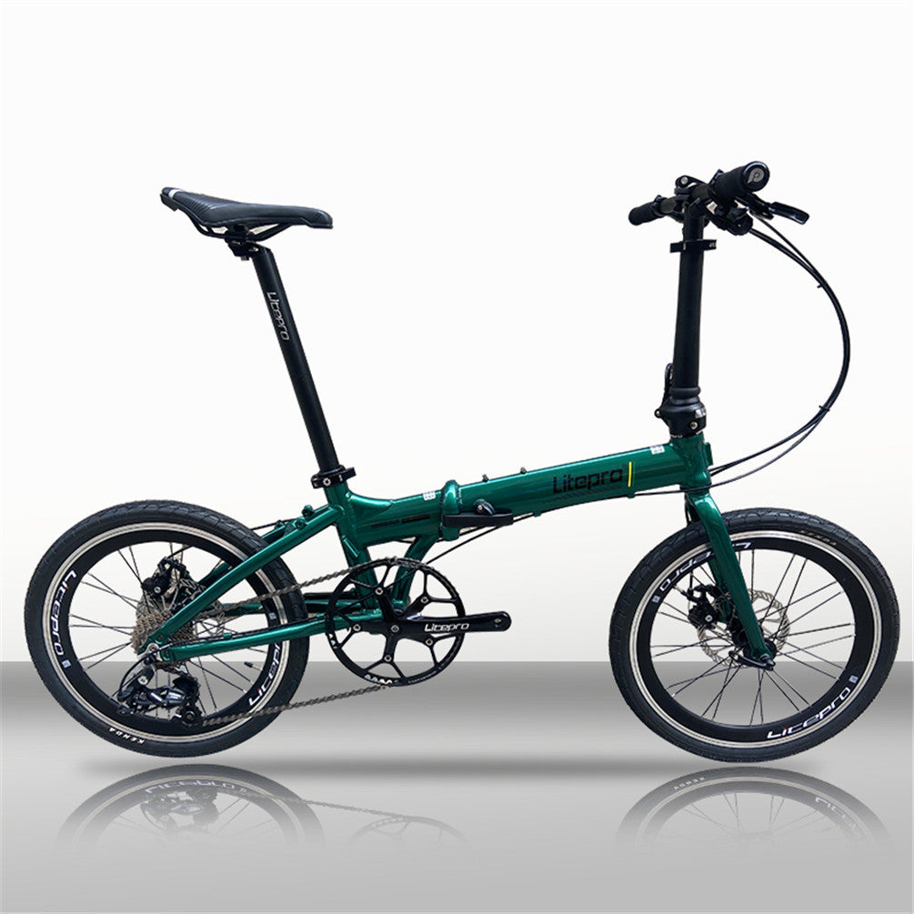 Litepro 20Inch Folding Bike Aluminum Alloy Frame External 10Speed Disc Brake Bicycle Ultralight Portable Vehicl