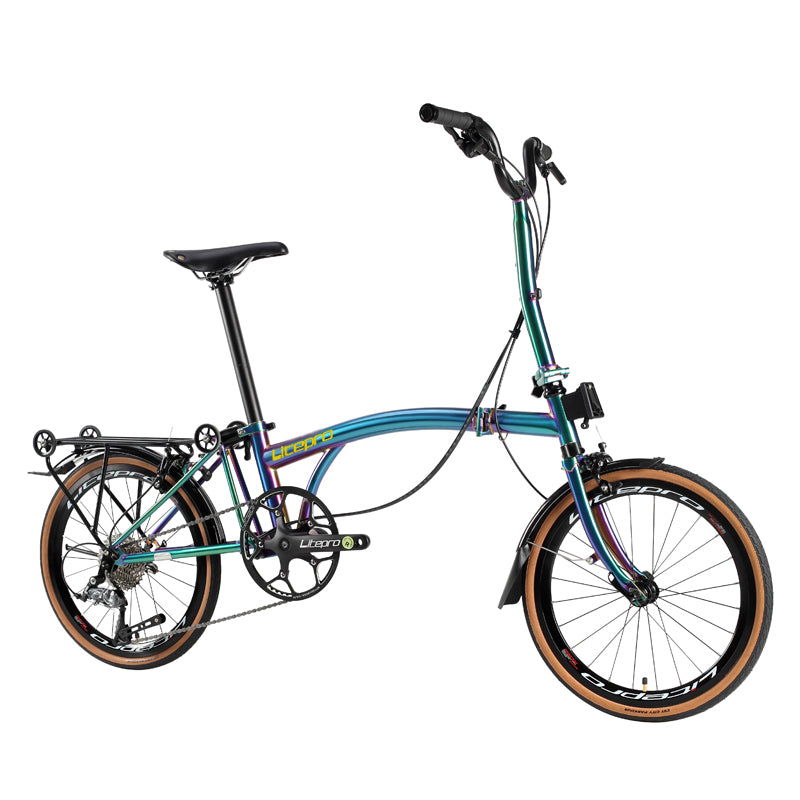 Litepro R20 20Inch External 9 Speed Tri-fold Folding Bicycle Straight M Handlebar Steel Frame