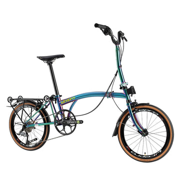 Litepro R9 16Inch External 9 Speed Trifold Folding Bicycle Straight M Handlebar Steel Frame