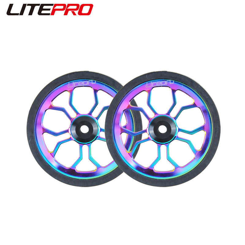 Litepro JKlapin 3D hueco 82mm araña fácil rueda agrandada plegable bicicleta cojinete rueda de empuje para bicicleta Brompton