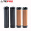 Litepro Leather Handlebar Grips – PU Leather + Aluminum Ends, 22.2mm, Brown/Black (136g/198g per Pair)