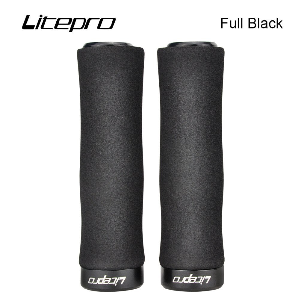Litepro Locking Sponge Bike Grips – 22.2mm, Single-Sided Clamp, 135mm (78g/84g) – Black/Brown