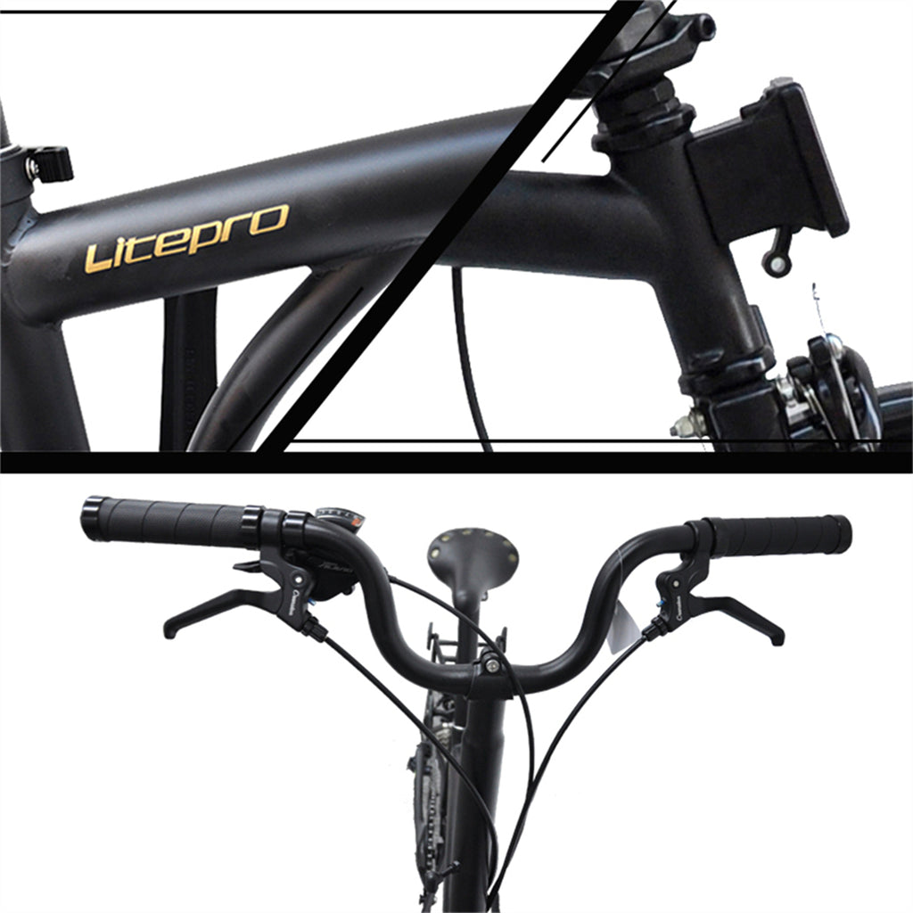 Litepro R9 16Inch External 9 Speed Trifold Folding Bicycle Straight M Handlebar Steel Frame
