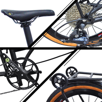 Litepro R9 16Inch External 9 Speed Trifold Folding Bicycle Straight M Handlebar Steel Frame