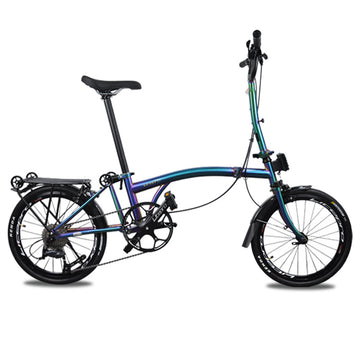 Litepro R9 16Inch External 9 Speed Trifold Folding Bicycle Straight M Handlebar Steel Frame