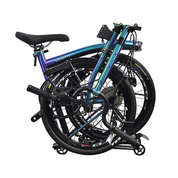 Litepro R9 16Inch External 9 Speed Trifold Folding Bicycle Straight M Handlebar Steel Frame