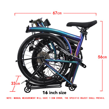 Litepro R9 16Inch External 9 Speed Trifold Folding Bicycle Straight M Handlebar Steel Frame