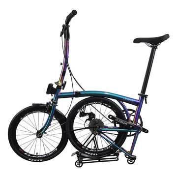 Litepro R9 16Inch External 9 Speed Trifold Folding Bicycle Straight M Handlebar Steel Frame