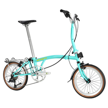 Litepro R9 16Inch External 9 Speed Trifold Folding Bicycle Straight M Handlebar Steel Frame