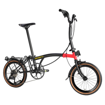 Litepro R9 16Inch External 9 Speed Trifold Folding Bicycle Straight M Handlebar Steel Frame