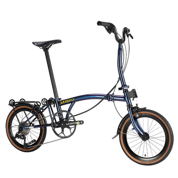 Litepro R9 16Inch External 9 Speed Trifold Folding Bicycle Straight M Handlebar Steel Frame