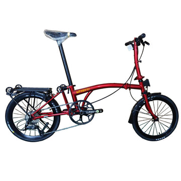 Litepro R9 16Inch External 9 Speed Trifold Folding Bicycle Straight M Handlebar Steel Frame