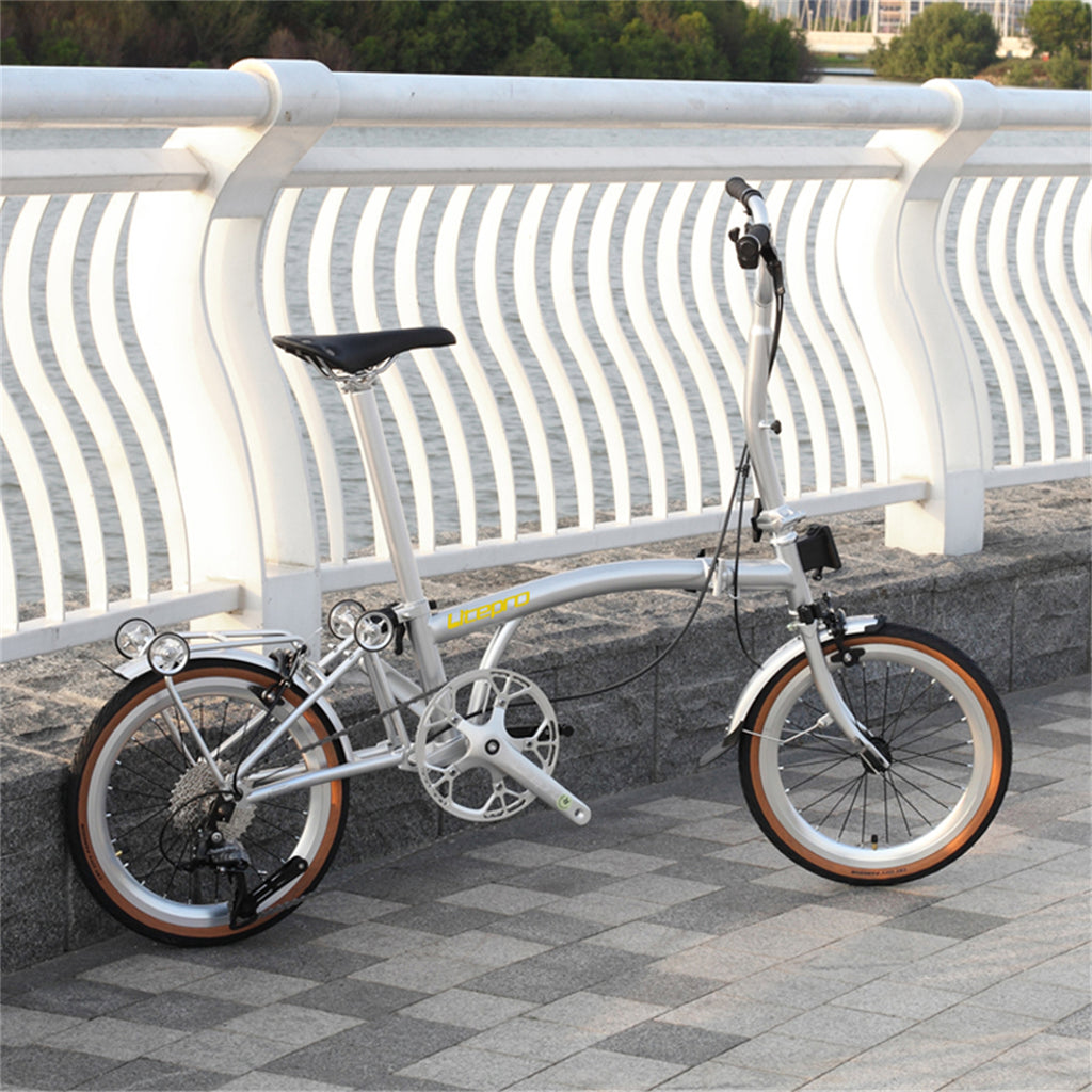 Litepro R9 16Inch External 9 Speed Trifold Folding Bicycle Straight M Handlebar Steel Frame