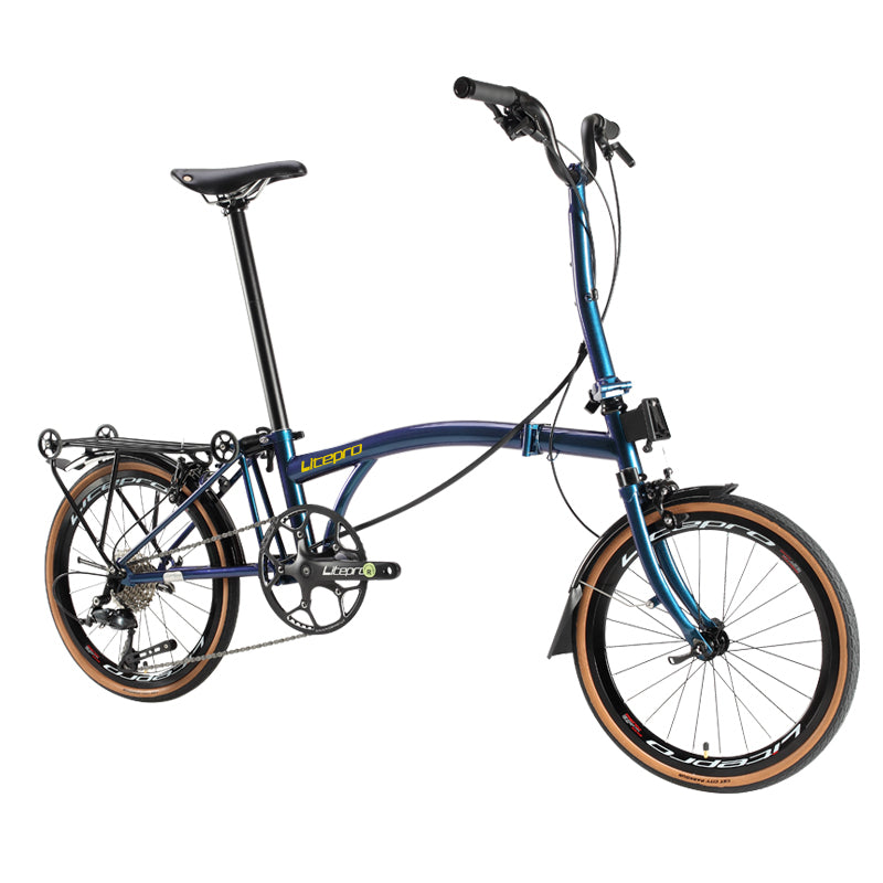 DIY Customized Litepro R20 20Inch External 9 Speed Trifold Folding Bicycle Straight M Handlebar Steel Frame