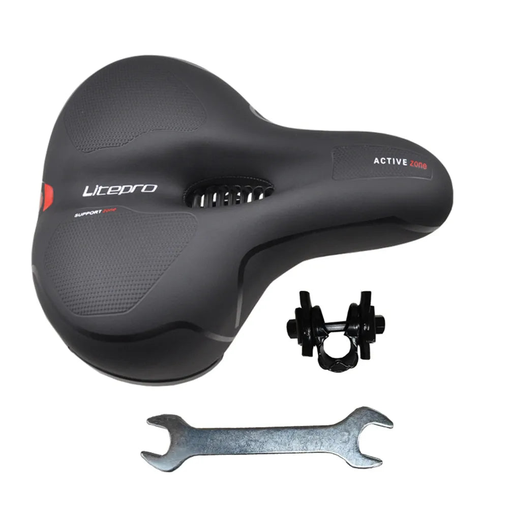 Litepro-Litepro Shock Absorption Leather Saddle Folding Bicycle Waterproof Soft Large Area Cushion For MTB Road Bike