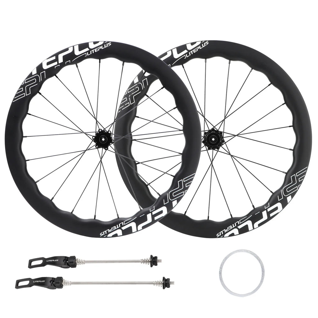 Litepro Liteplus 451 Wave Carbon Wheelset – 20-Inch Disc Brake, Straight-Pull Spokes, 11-Speed, 535g/655g (Front/Rear)