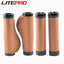 Litepro Leather Handlebar Grips – PU Leather + Aluminum Ends, 22.2mm, Brown/Black (136g/198g per Pair)