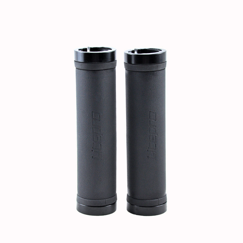 Litepro Leather Handlebar Grips – PU Leather + Aluminum Ends, 22.2mm, Brown/Black (136g/198g per Pair)