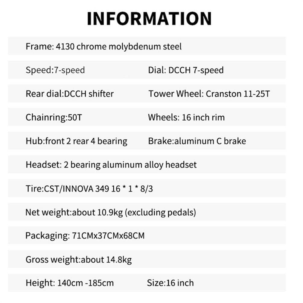 Litepro CR7 16inch 7 Speed Thr-fold Folding Bike