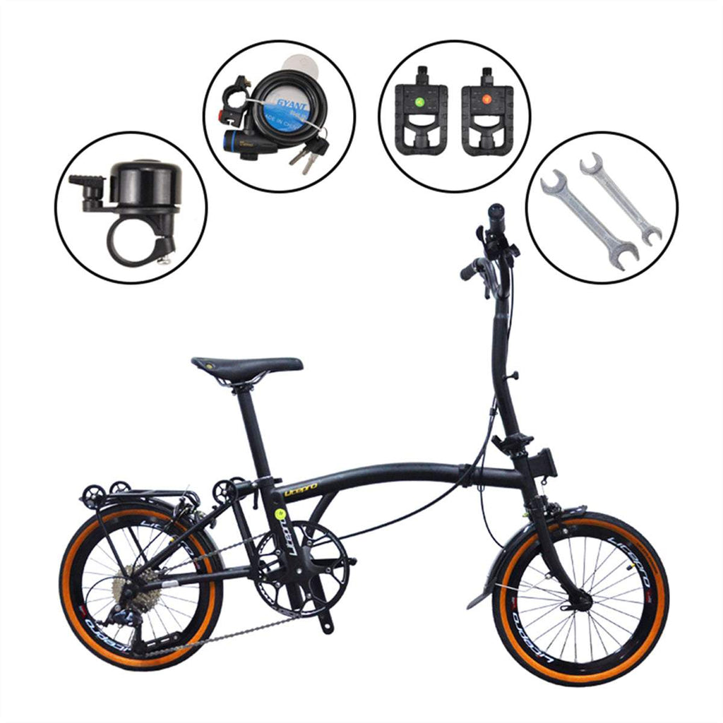 DIY Customized Litepro R9 16Inch External 9 Speed Trifold Folding Bicycle Straight M Handlebar Steel Frame