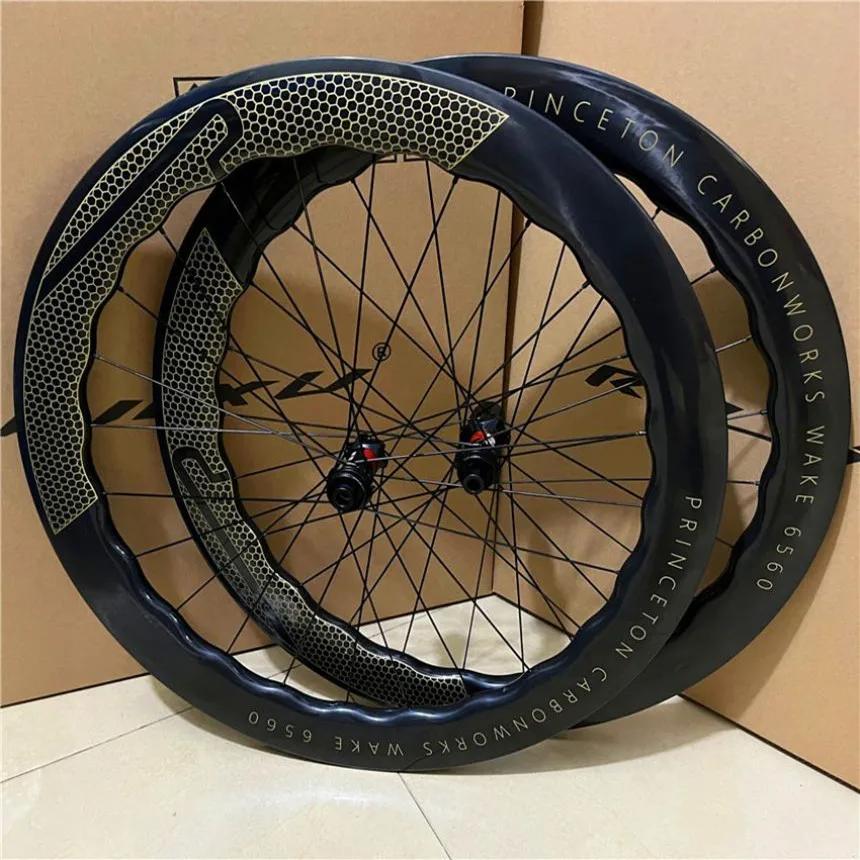Litepro-Road Bicycle Prin Ceton Wheelset UD Glossy U Shape 700C Carbon Fibre 65mm Depth Disc Brake Clincher Wheels