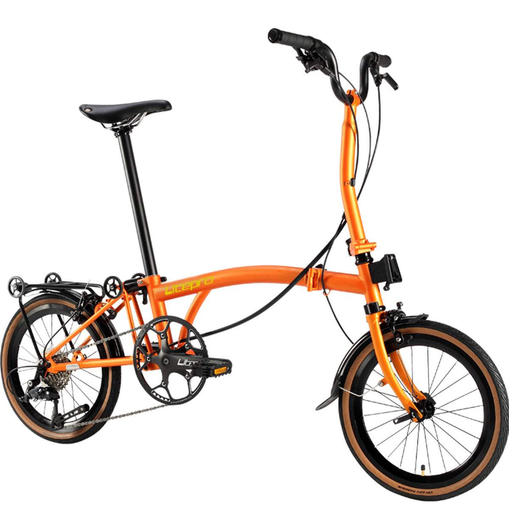 DIY Customized Litepro R9 16Inch External 9 Speed Trifold Folding Bicycle Straight M Handlebar Steel Frame