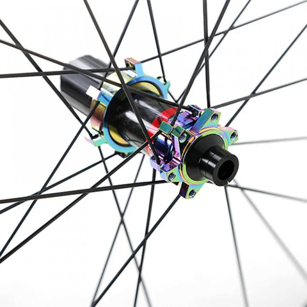 Litepro RS Road Bike 50mm Carbon Fibre Wheelset Disc Brake Thru Axle 12x100 12x142mm 4 Bearing Colorful Hub Straight Pull Spokes 700C Wheels Rim