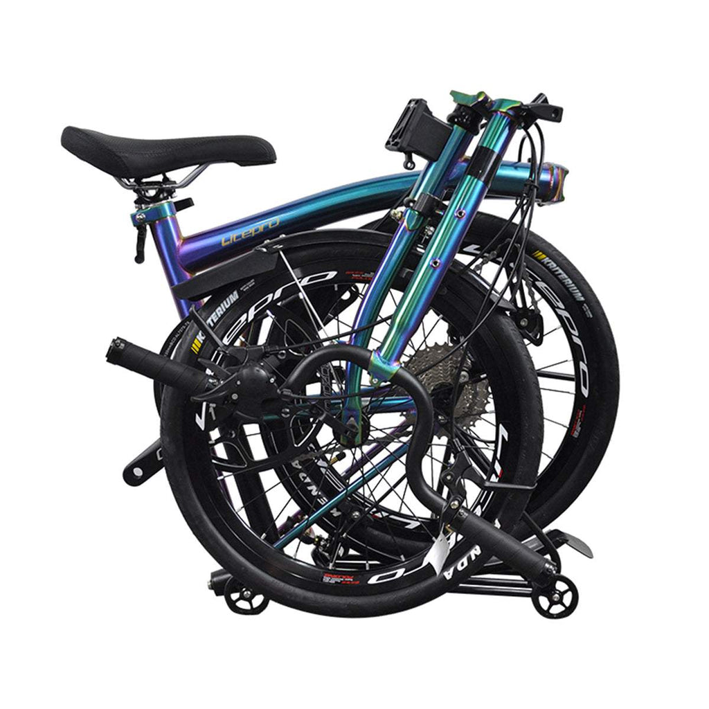 DIY Customized Litepro R9 16Inch External 9 Speed Trifold Folding Bicycle Straight M Handlebar Steel Frame