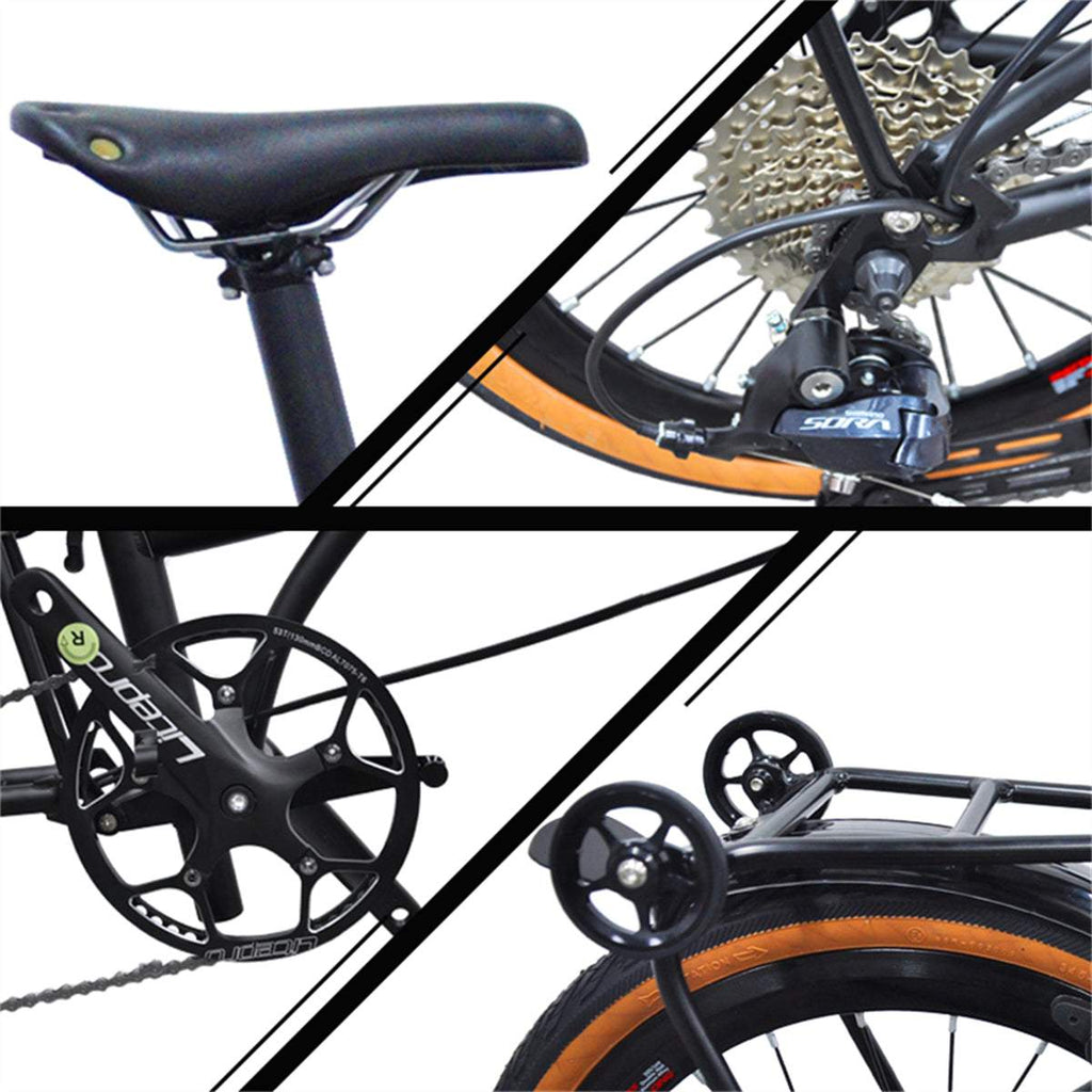 DIY Customized Litepro R9 16Inch External 9 Speed Trifold Folding Bicycle Straight M Handlebar Steel Frame