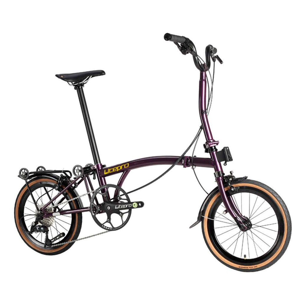 DIY Customized Litepro R9 16Inch External 9 Speed Trifold Folding Bicycle Straight M Handlebar Steel Frame