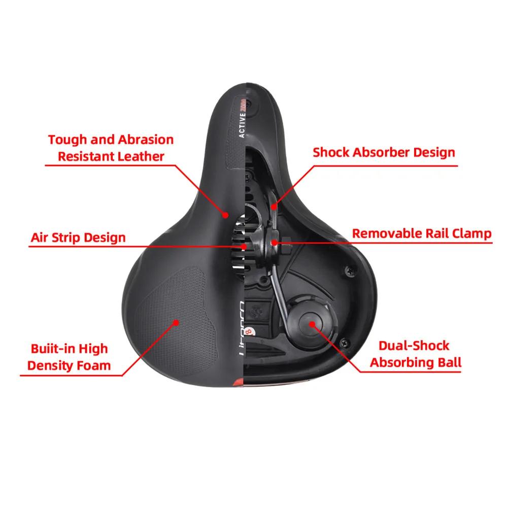 Litepro-Litepro Shock Absorption Leather Saddle Folding Bicycle Waterproof Soft Large Area Cushion For MTB Road Bike