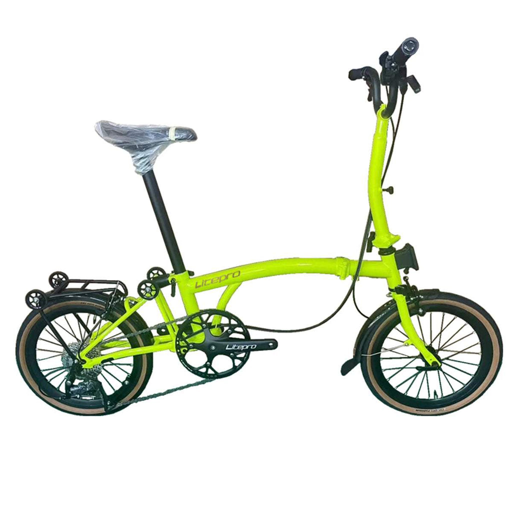 DIY Customized Litepro R9 16Inch External 9 Speed Trifold Folding Bicycle Straight M Handlebar Steel Frame