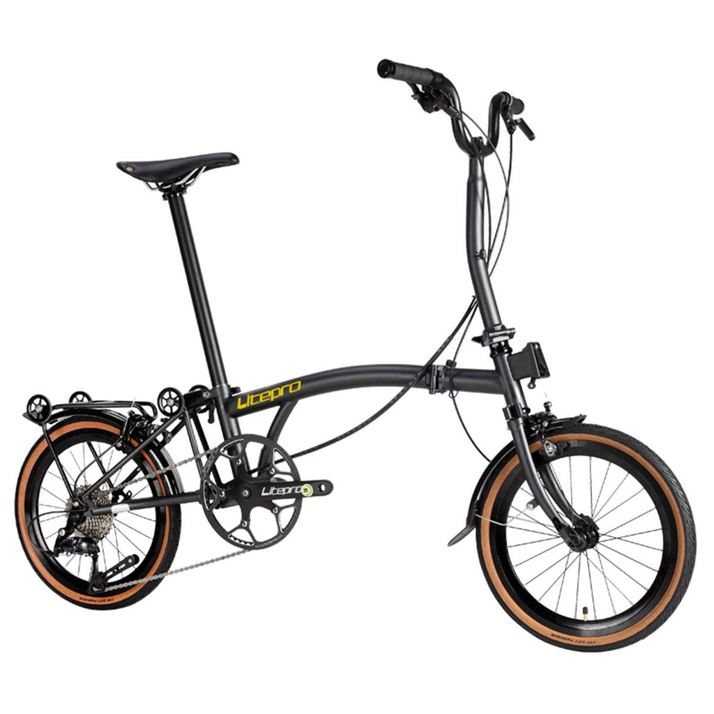 DIY Customized Litepro R9 16Inch External 9 Speed Trifold Folding Bicycle Straight M Handlebar Steel Frame