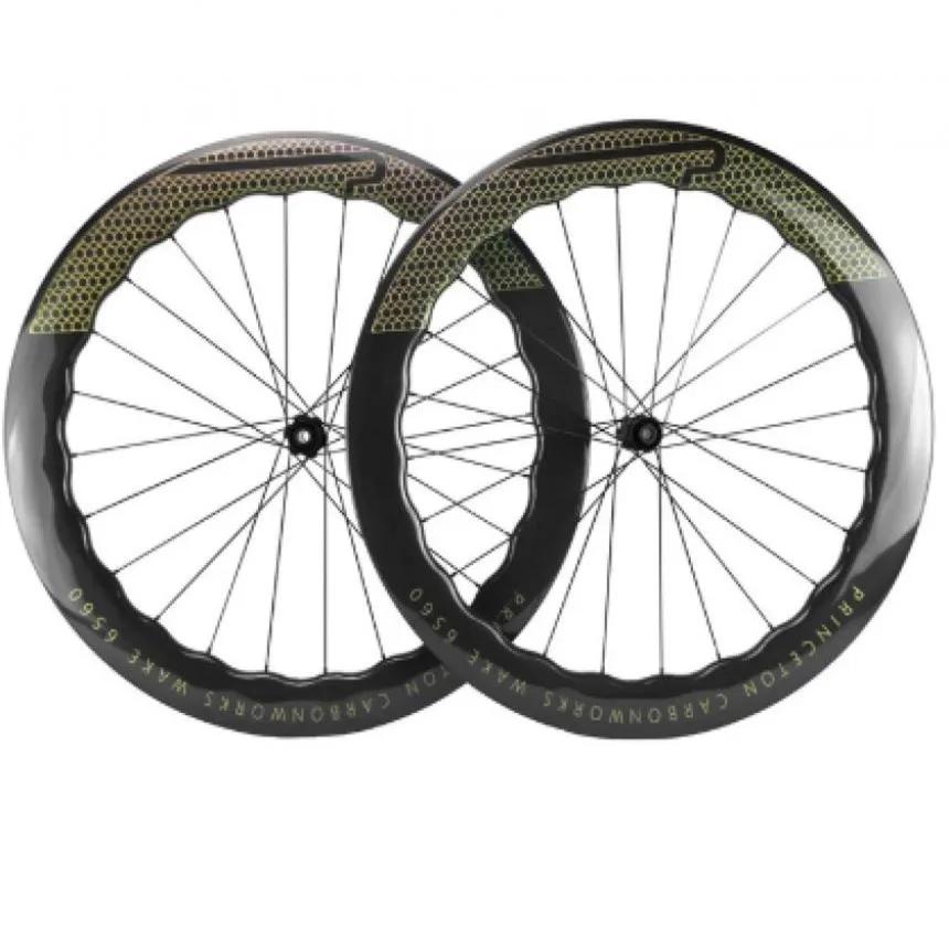 Litepro-Road Bicycle Prin Ceton Wheelset UD Glossy U Shape 700C Carbon Fibre 65mm Depth Disc Brake Clincher Wheels