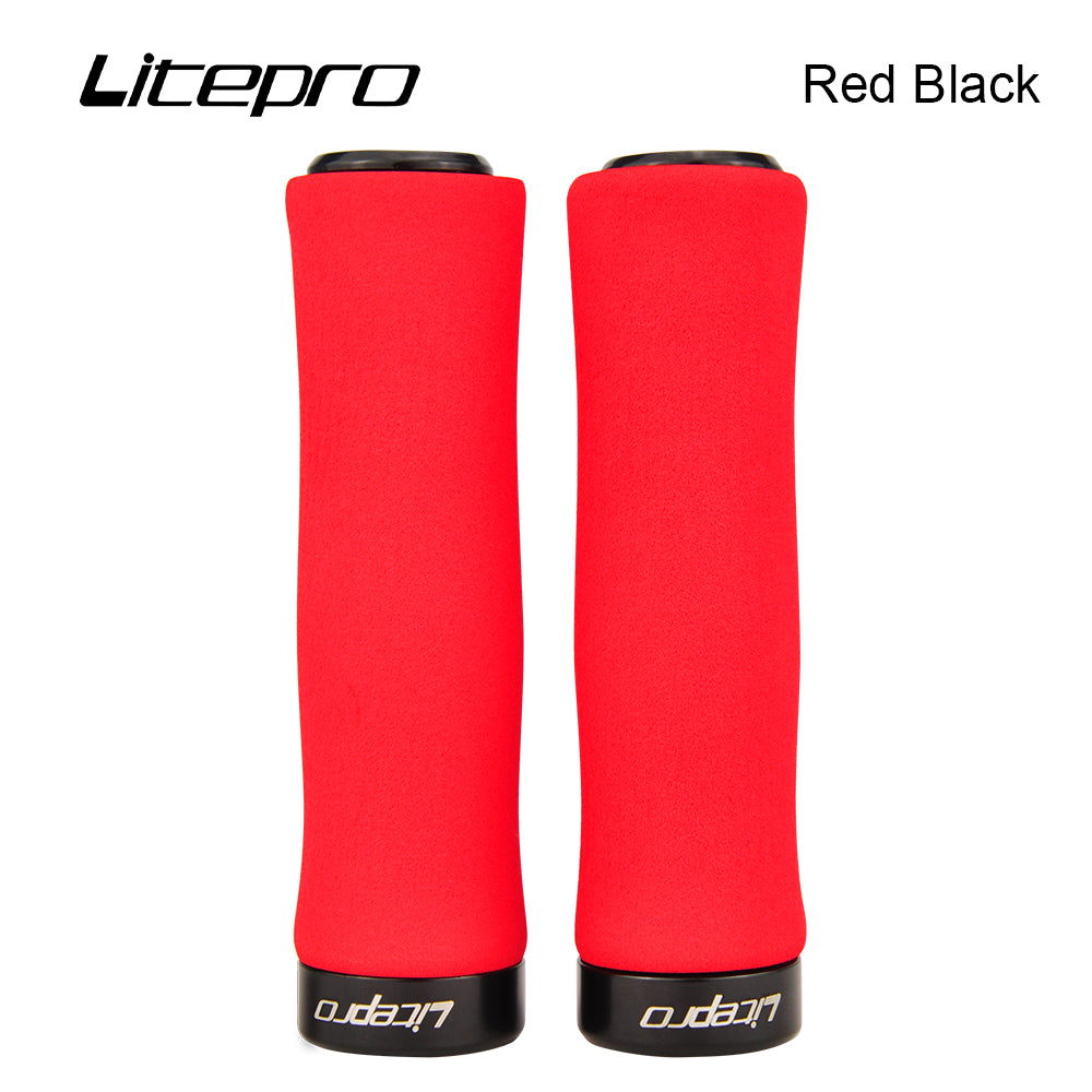 Litepro Lockable Sponge Bike Grips – 22-23mm, 135mm, Single-Sided Clamp, Ultra-Soft (74g/Pair)