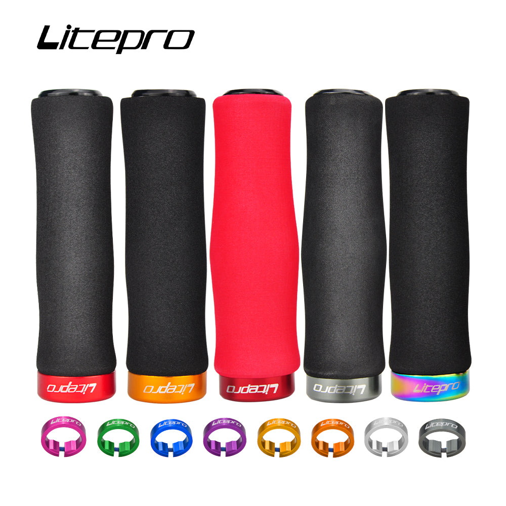 Litepro Lockable Sponge Bike Grips – 22-23mm, 135mm, Single-Sided Clamp, Ultra-Soft (74g/Pair)