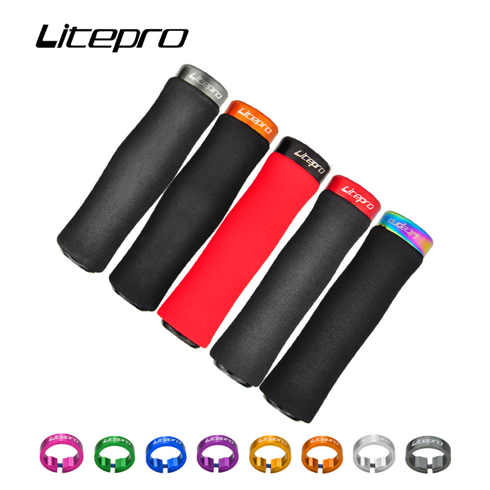 Litepro Lockable Sponge Bike Grips – 22-23mm, 135mm, Single-Sided Clamp, Ultra-Soft (74g/Pair)