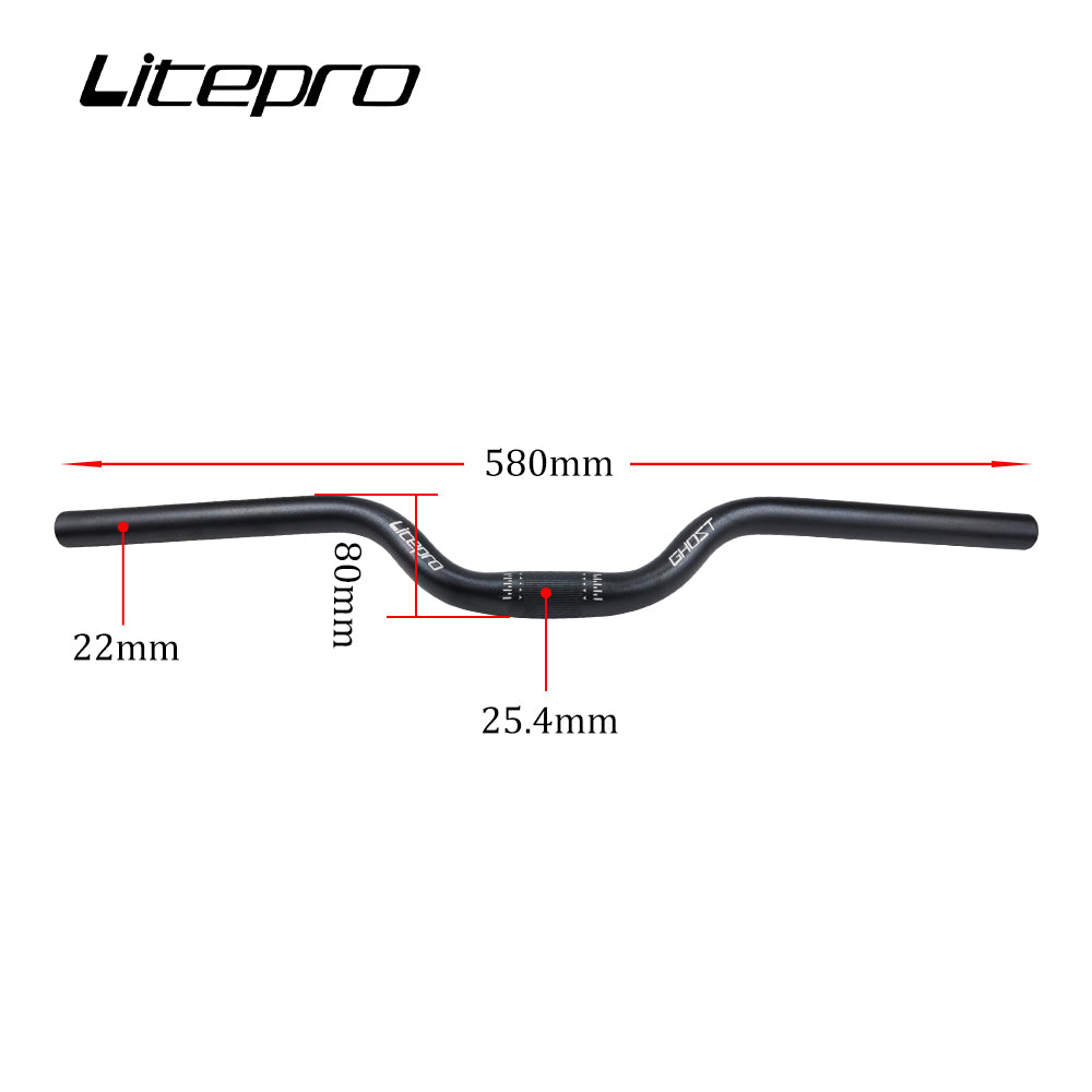 Litepro Ghost Handlebar – 25.4×580mm, Aluminum Alloy, Double-Drawn, Ultralight